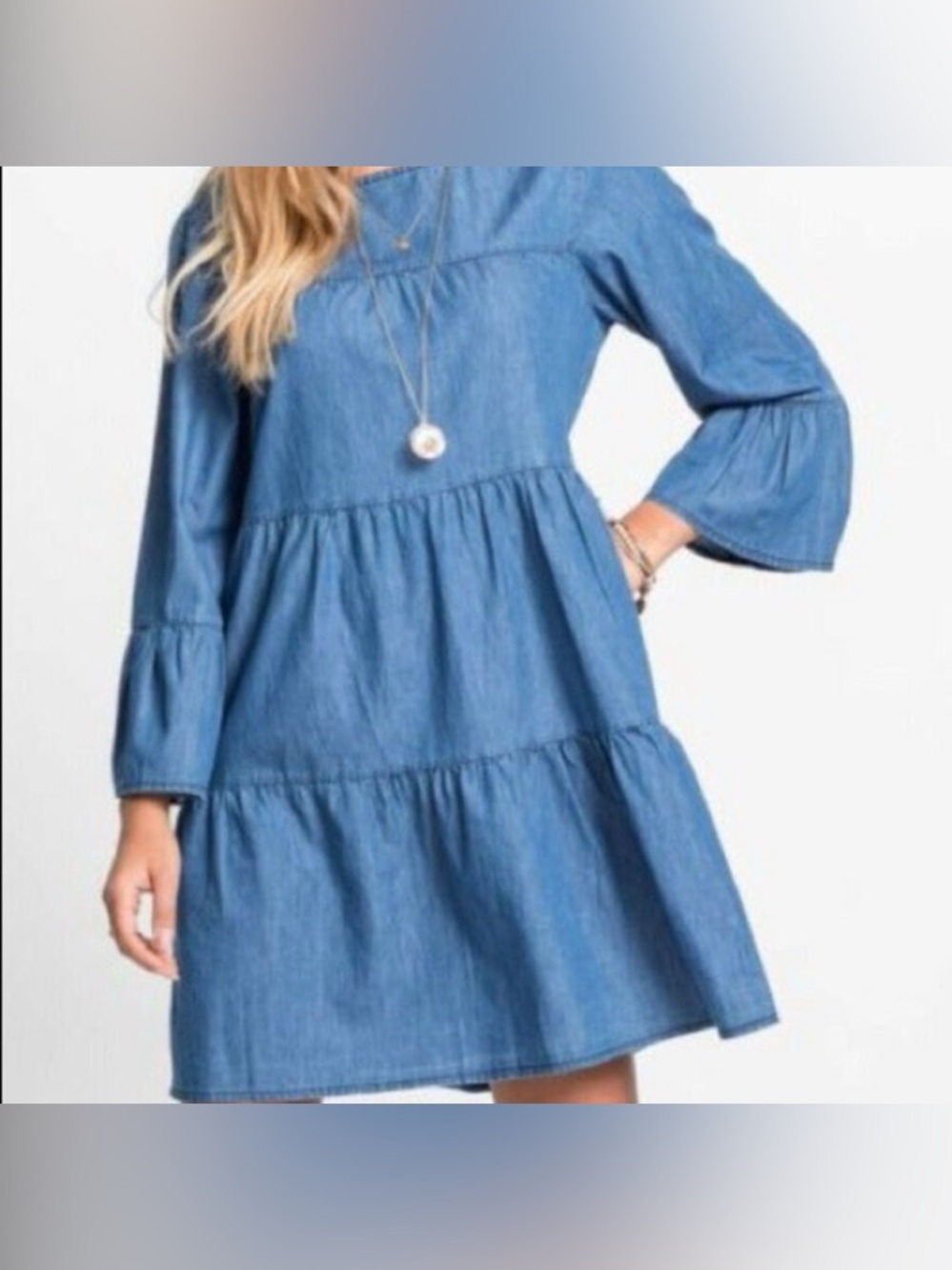 Zara Denim Tiered mid Sleeve